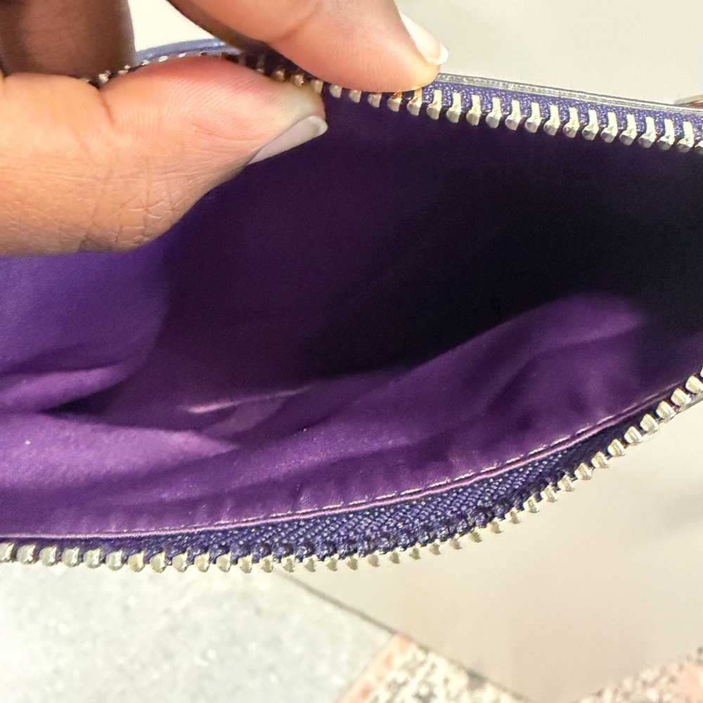 Coach Purple Plaid Graphic Zip Wristlet - Picture 3 of 3